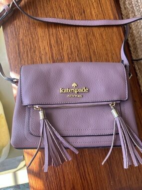 kate spade Mauve Leather Crossbody with Tassels